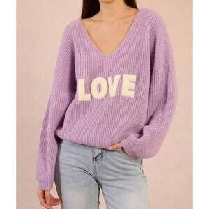 NEW MOLLY BRACKEN oh for the love sweater in purple